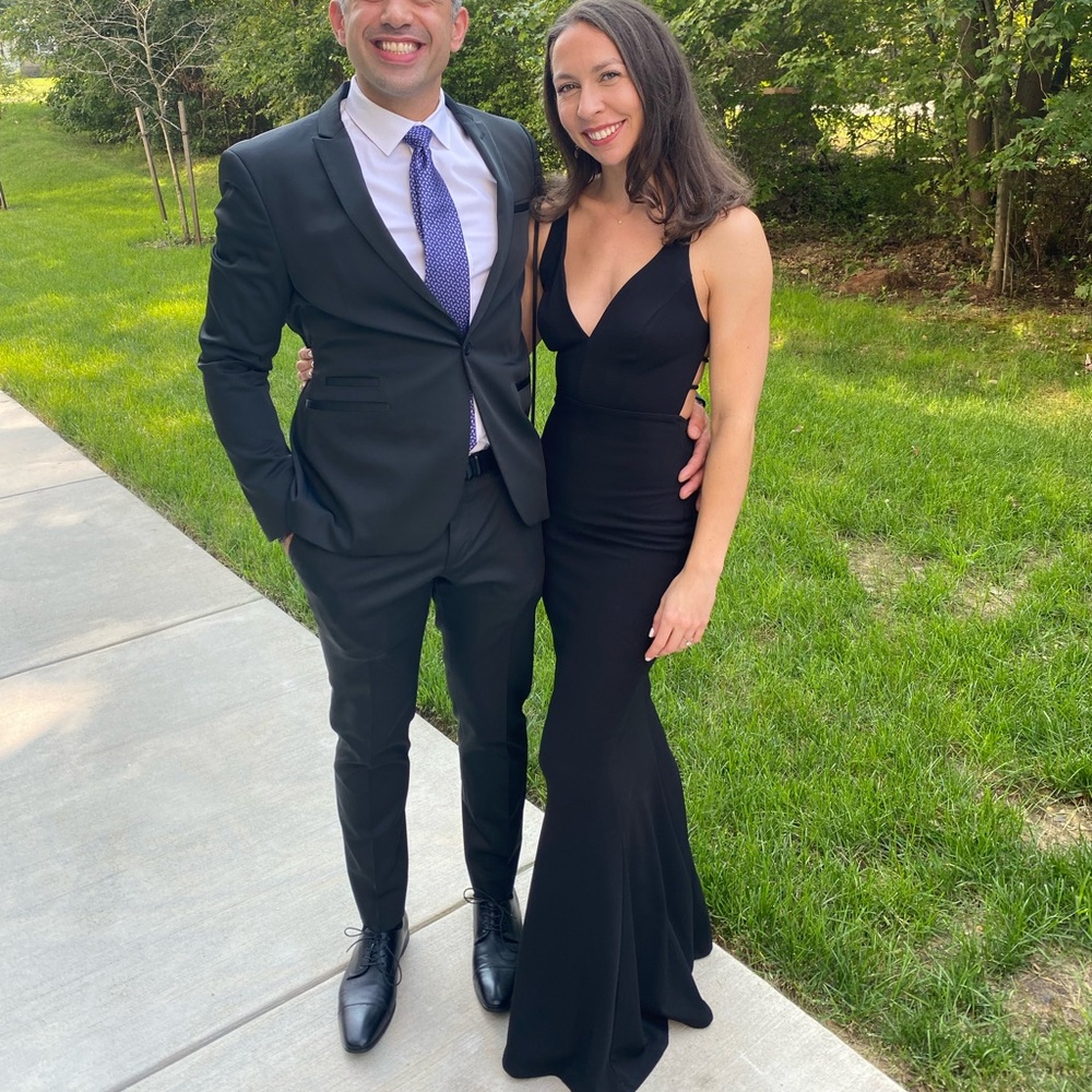 Lulu’s all this allure black scrappy mermaid maxi dress